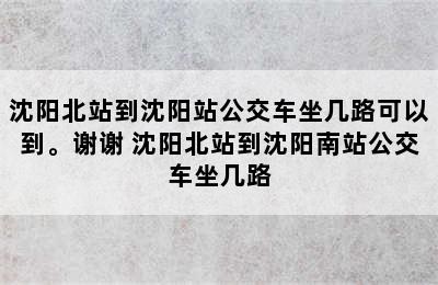 沈阳北站到沈阳站公交车坐几路可以到。谢谢 沈阳北站到沈阳南站公交车坐几路